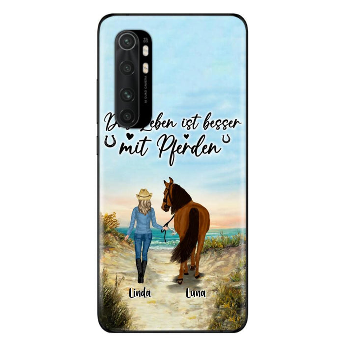 Custom Personalized Horse Girl Phone Case - Gift Idea For Horse Lovers/Girl - Upto 6 Horses - Das Leben Ist Besser Mit Pferden - Cases For Oppo/Xiaomi/Huawei