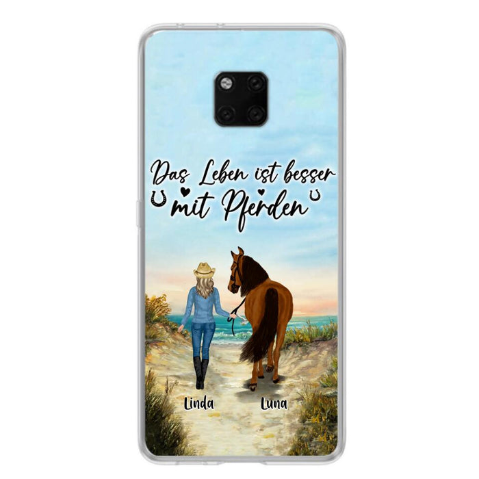 Custom Personalized Horse Girl Phone Case - Gift Idea For Horse Lovers/Girl - Upto 6 Horses - Das Leben Ist Besser Mit Pferden - Cases For Oppo/Xiaomi/Huawei