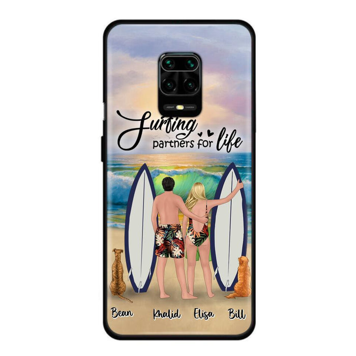 Custom Personalized Surfing Phone Case - Couple And 2 Pets - Phone Case For Xiaomi, Huawei and Oppo- Surfing Partners For Life - CCS180