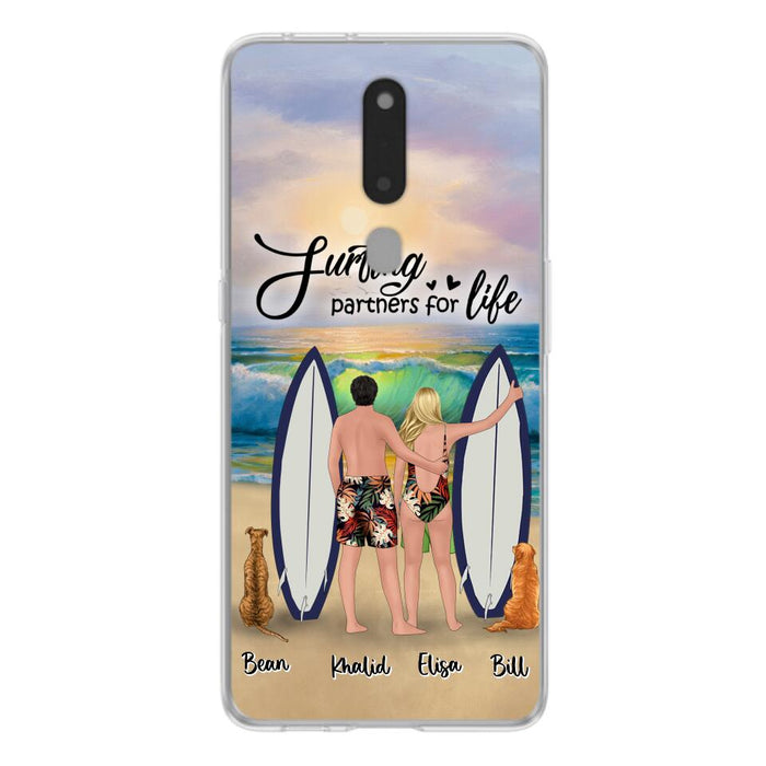 Custom Personalized Surfing Phone Case - Couple And 2 Pets - Phone Case For Xiaomi, Huawei and Oppo- Surfing Partners For Life - CCS180