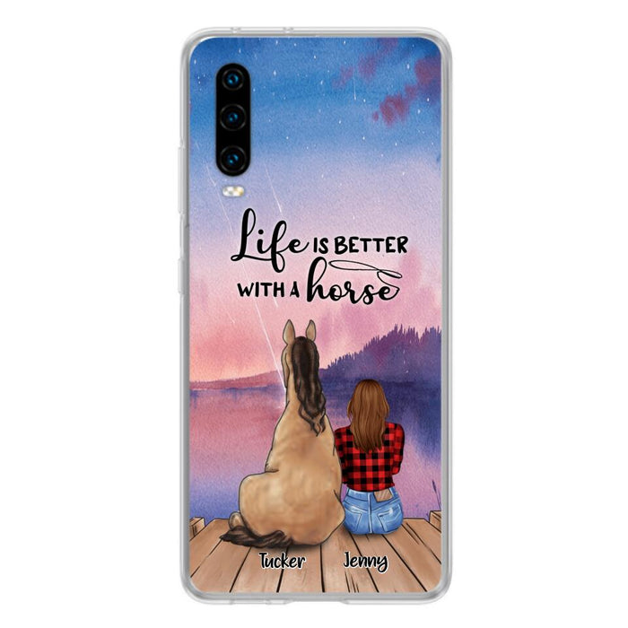Personalized Horse/Dog Mom Phone Case For Huawei, Xiaomi and Oppo - Up to 2 Horses and 3 Dogs - Life is better with a horse - 9AGKN2