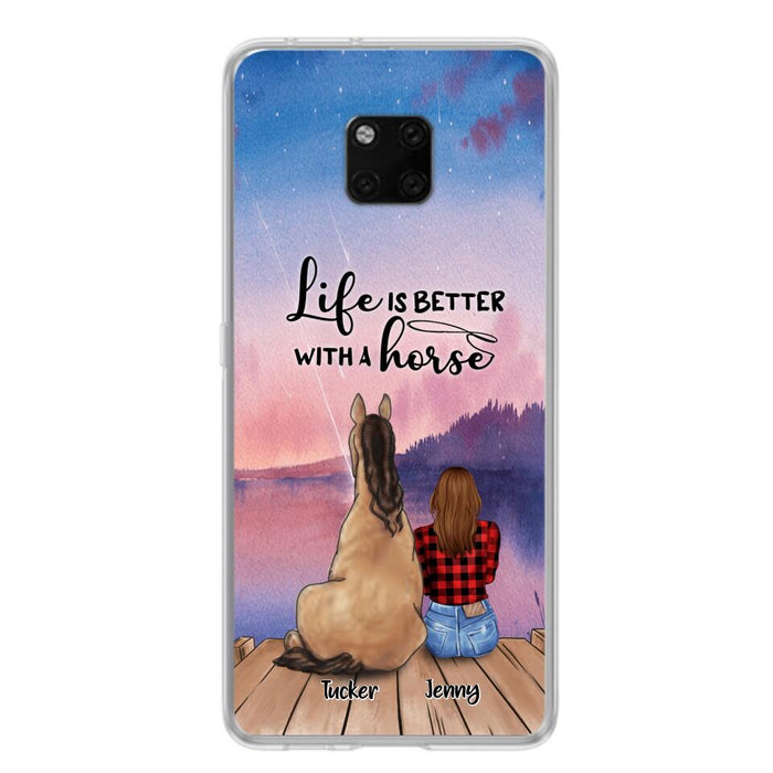 Personalized Horse/Dog Mom Phone Case For Huawei, Xiaomi and Oppo - Up to 2 Horses and 3 Dogs - Life is better with a horse - 9AGKN2