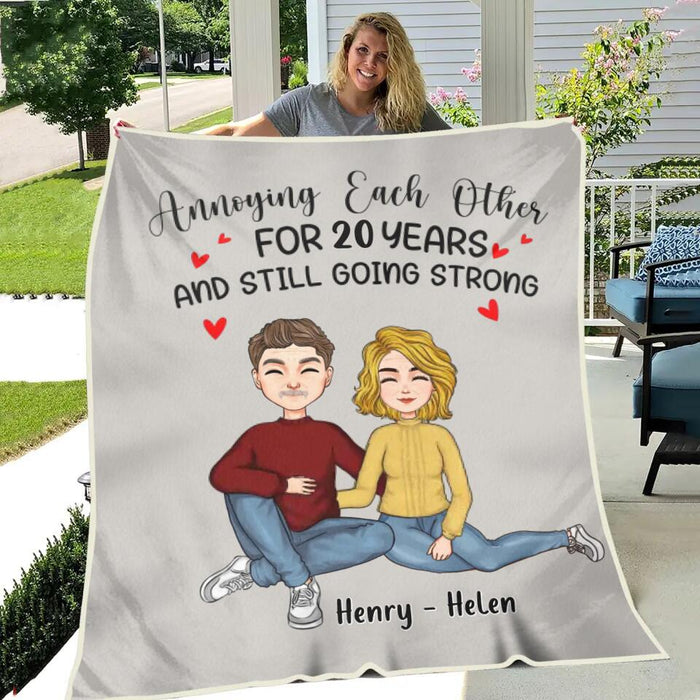 Personalized Couple Single Layer Fleece/ Quilt Blanket - Gift Idea From Husband To Wife - Annoying Each Other For 20 Years