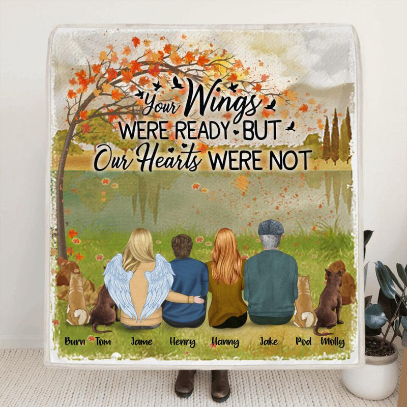Personalized Pet Mom Dad Quilt/Fleece Blanket - Best Gift For Family - Your Wings Were Ready But Our Hearts Were Not