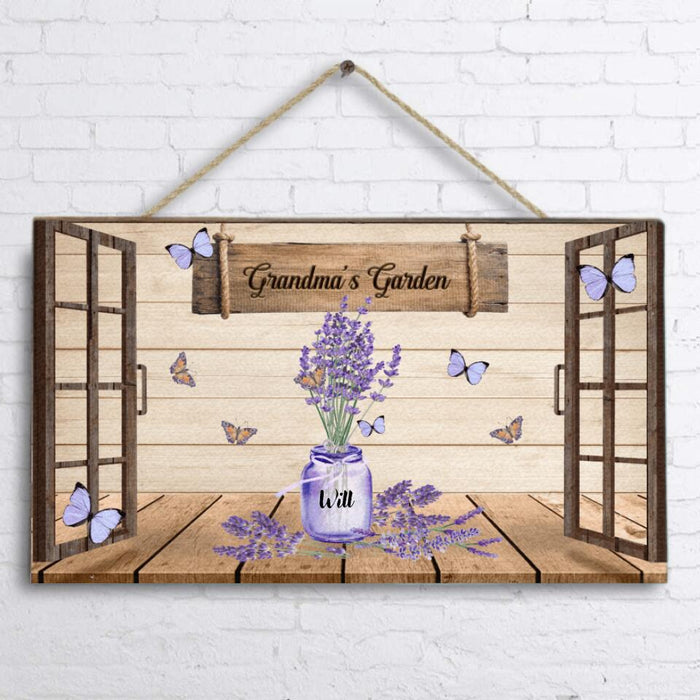 Custom Personalized Grandma's Garden Rectangle Door Sign - Gift Idea For The Whole Family From Kids To Grandma