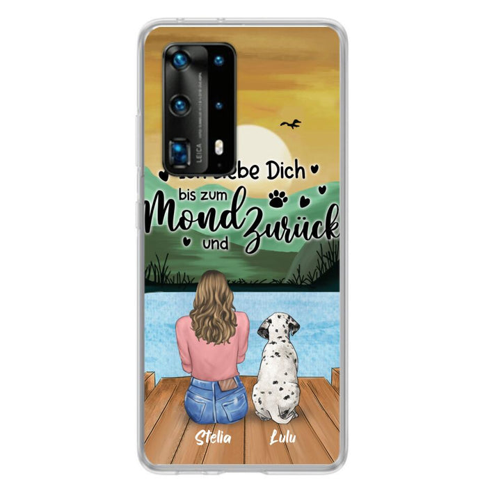 Custom Personalized Dog Mom Phone Case - Gifts For Dog Lover/ Mother's Day With Upto 5 Dogs - Ich Liebe Dich Bis Zum Mond Und Zurück - Case For Xiaomi/ Oppo/ Huawei