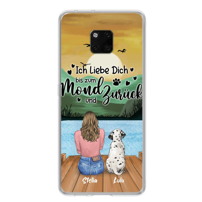 Custom Personalized Dog Mom Phone Case - Gifts For Dog Lover/ Mother's Day With Upto 5 Dogs - Ich Liebe Dich Bis Zum Mond Und Zurück - Case For Xiaomi/ Oppo/ Huawei