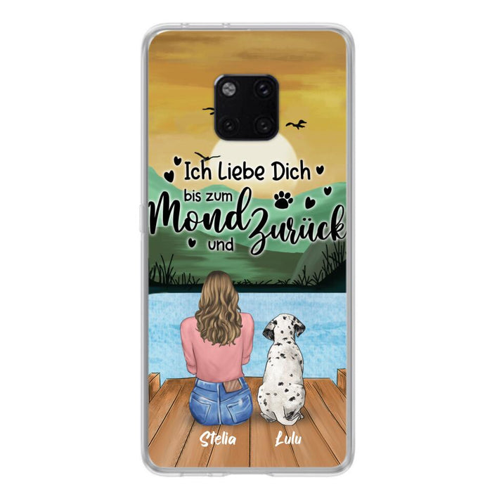 Custom Personalized Dog Mom Phone Case - Gifts For Dog Lover/ Mother's Day With Upto 5 Dogs - Ich Liebe Dich Bis Zum Mond Und Zurück - Case For Xiaomi/ Oppo/ Huawei