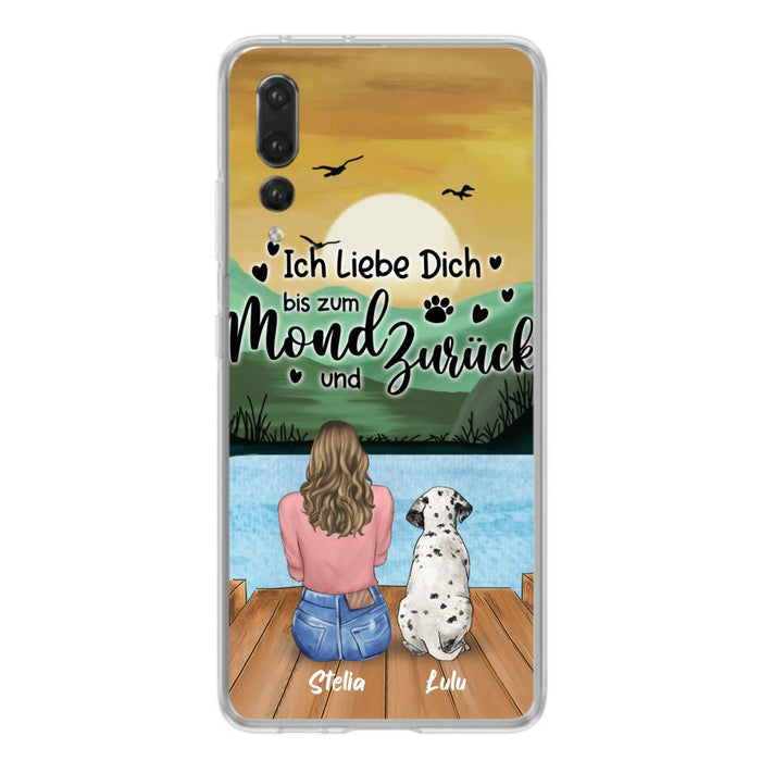 Custom Personalized Dog Mom Phone Case - Gifts For Dog Lover/ Mother's Day With Upto 5 Dogs - Ich Liebe Dich Bis Zum Mond Und Zurück - Case For Xiaomi/ Oppo/ Huawei