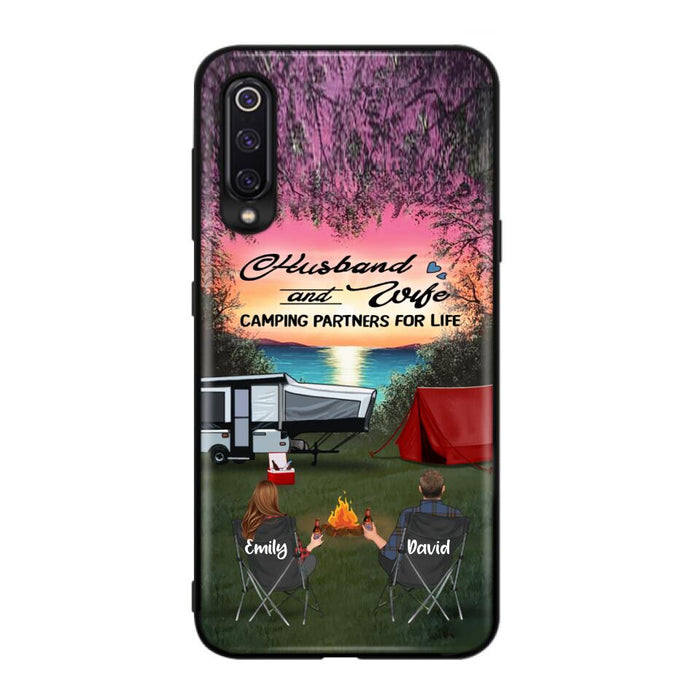 Custom Personalized Camping Phone Case - Couple With Upto 3 Kids And 4 Pets - Gift Idea For Camping Lover - Husband And Wife Camping Partners For Life - Case For Xiaomi, Oppo And Huawei