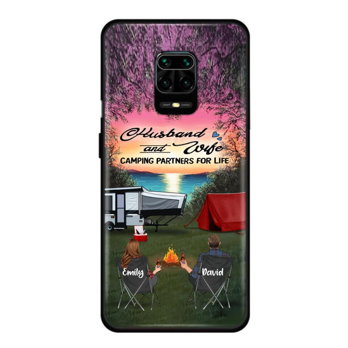 Custom Personalized Camping Phone Case - Couple With Upto 3 Kids And 4 Pets - Gift Idea For Camping Lover - Husband And Wife Camping Partners For Life - Case For Xiaomi, Oppo And Huawei