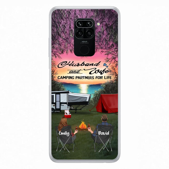 Custom Personalized Camping Phone Case - Couple With Upto 3 Kids And 4 Pets - Gift Idea For Camping Lover - Husband And Wife Camping Partners For Life - Case For Xiaomi, Oppo And Huawei