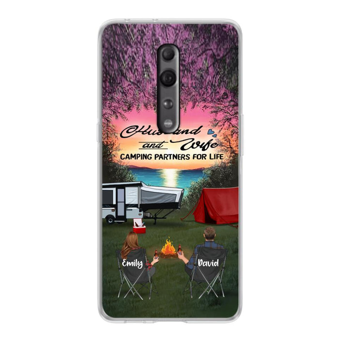 Custom Personalized Camping Phone Case - Couple With Upto 3 Kids And 4 Pets - Gift Idea For Camping Lover - Husband And Wife Camping Partners For Life - Case For Xiaomi, Oppo And Huawei