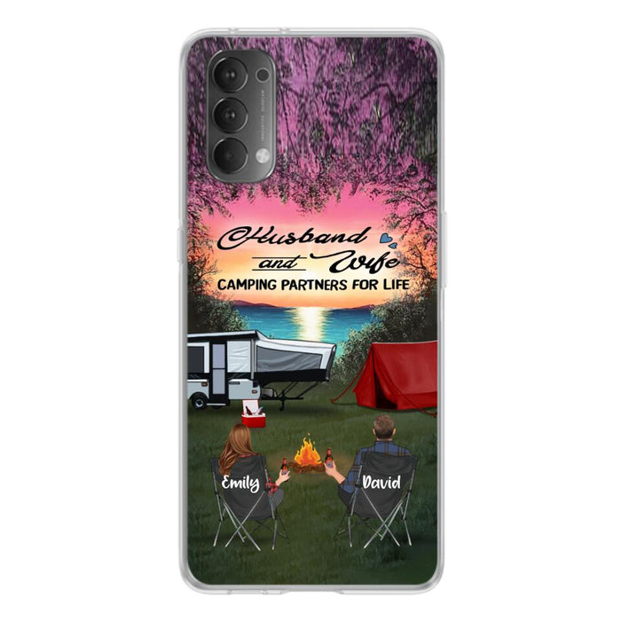 Custom Personalized Camping Phone Case - Couple With Upto 3 Kids And 4 Pets - Gift Idea For Camping Lover - Husband And Wife Camping Partners For Life - Case For Xiaomi, Oppo And Huawei