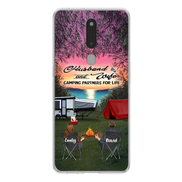 Custom Personalized Camping Phone Case - Couple With Upto 3 Kids And 4 Pets - Gift Idea For Camping Lover - Husband And Wife Camping Partners For Life - Case For Xiaomi, Oppo And Huawei