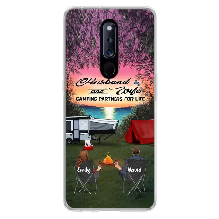 Custom Personalized Camping Phone Case - Couple With Upto 3 Kids And 4 Pets - Gift Idea For Camping Lover - Husband And Wife Camping Partners For Life - Case For Xiaomi, Oppo And Huawei