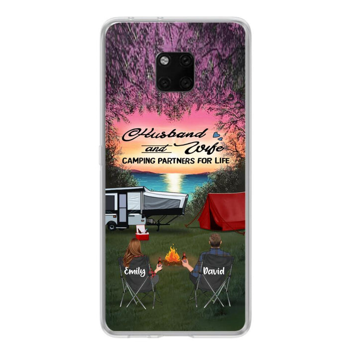 Custom Personalized Camping Phone Case - Couple With Upto 3 Kids And 4 Pets - Gift Idea For Camping Lover - Husband And Wife Camping Partners For Life - Case For Xiaomi, Oppo And Huawei