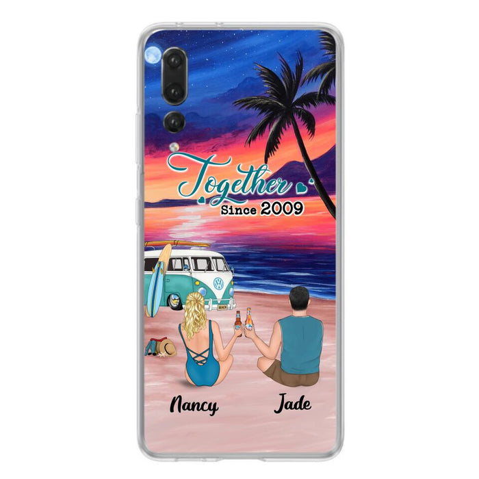 Personalized Beach Camping Phone Case - Gifts For Camping/Dog/Cat Lover With Up to 3 Kids And 3 Pets - This Is Our Happy Place - Case For Xiaomi, Huawei And Oppo