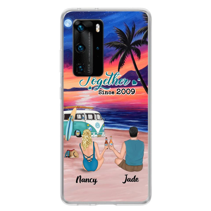 Personalized Beach Camping Phone Case - Gifts For Camping/Dog/Cat Lover With Up to 3 Kids And 3 Pets - This Is Our Happy Place - Case For Xiaomi, Huawei And Oppo