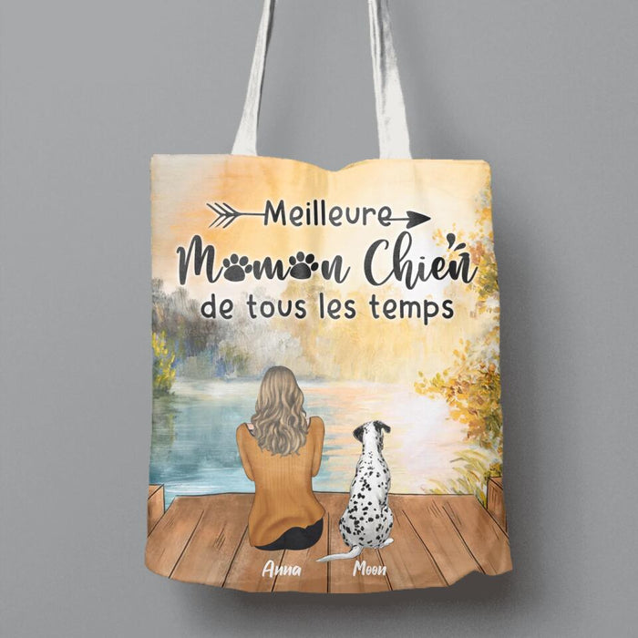 Personalized Dog Mom Canvas Bag - Up to 5 Dogs - Mother's Day Gift Idea For Dog Lovers - French Version - La Vie Est Meilleure Avec Des Chiens
