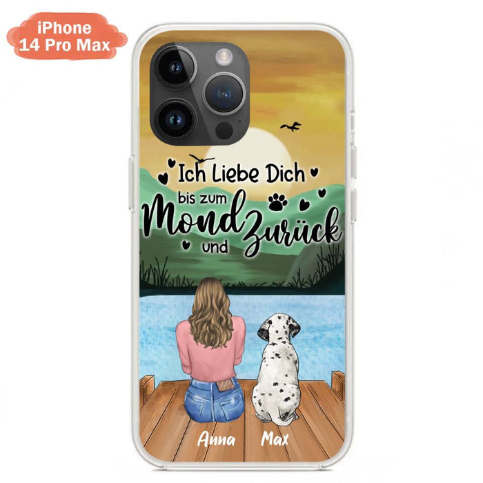 Custom Personalized Dog Mom Phone Case - Gifts For Dog Lover/ Mother's Day With Upto 5 Dogs - Ich Liebe Dich Bis Zum Mond Und Zurück - Case For iPhone And Samsung