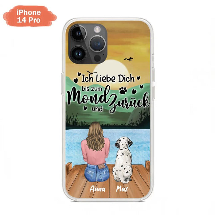 Custom Personalized Dog Mom Phone Case - Gifts For Dog Lover/ Mother's Day With Upto 5 Dogs - Ich Liebe Dich Bis Zum Mond Und Zurück - Case For iPhone And Samsung