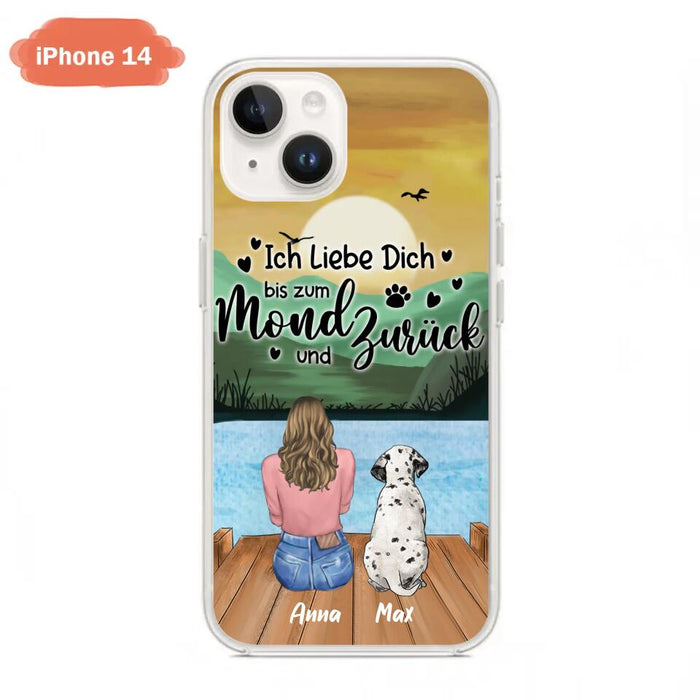 Custom Personalized Dog Mom Phone Case - Gifts For Dog Lover/ Mother's Day With Upto 5 Dogs - Ich Liebe Dich Bis Zum Mond Und Zurück - Case For iPhone And Samsung