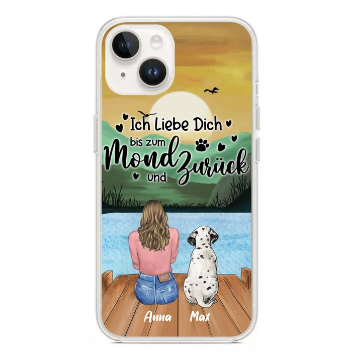 Custom Personalized Dog Mom Phone Case - Gifts For Dog Lover/ Mother's Day With Upto 5 Dogs - Ich Liebe Dich Bis Zum Mond Und Zurück - Case For iPhone And Samsung