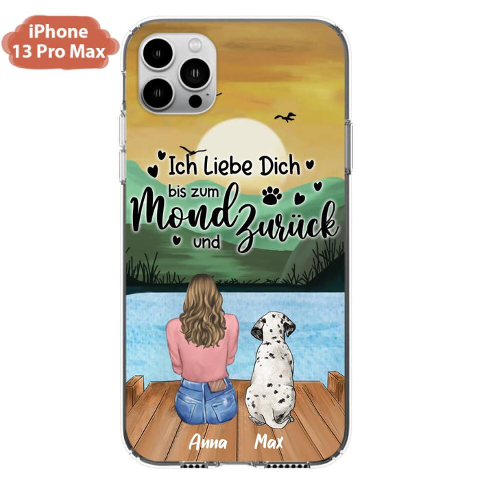 Custom Personalized Dog Mom Phone Case - Gifts For Dog Lover/ Mother's Day With Upto 5 Dogs - Ich Liebe Dich Bis Zum Mond Und Zurück - Case For iPhone And Samsung