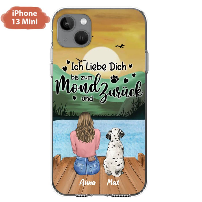 Custom Personalized Dog Mom Phone Case - Gifts For Dog Lover/ Mother's Day With Upto 5 Dogs - Ich Liebe Dich Bis Zum Mond Und Zurück - Case For iPhone And Samsung