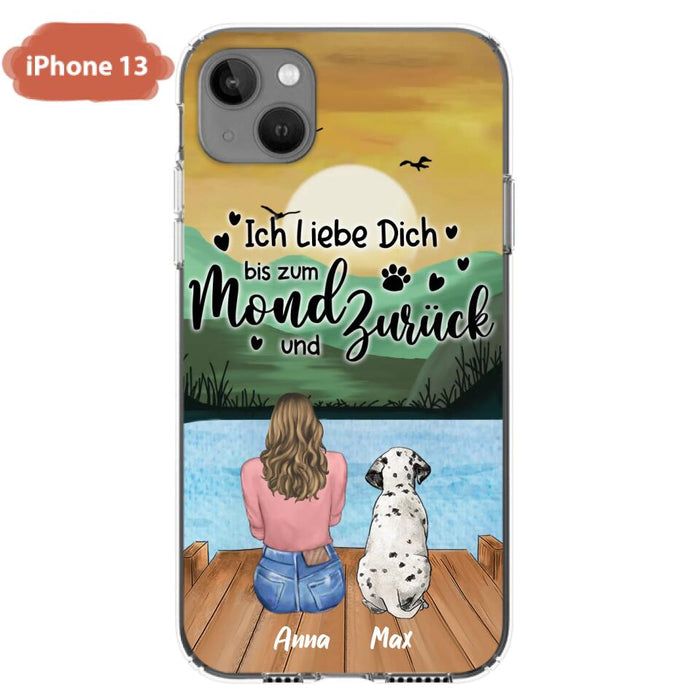 Custom Personalized Dog Mom Phone Case - Gifts For Dog Lover/ Mother's Day With Upto 5 Dogs - Ich Liebe Dich Bis Zum Mond Und Zurück - Case For iPhone And Samsung