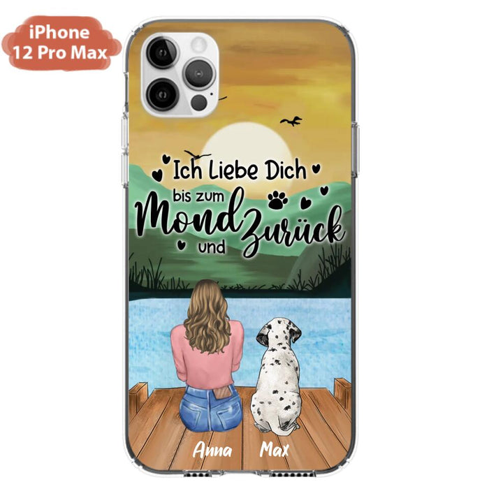 Custom Personalized Dog Mom Phone Case - Gifts For Dog Lover/ Mother's Day With Upto 5 Dogs - Ich Liebe Dich Bis Zum Mond Und Zurück - Case For iPhone And Samsung