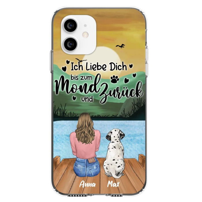 Custom Personalized Dog Mom Phone Case - Gifts For Dog Lover/ Mother's Day With Upto 5 Dogs - Ich Liebe Dich Bis Zum Mond Und Zurück - Case For iPhone And Samsung