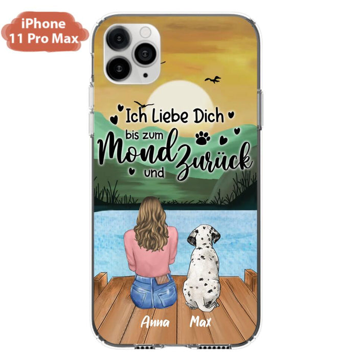 Custom Personalized Dog Mom Phone Case - Gifts For Dog Lover/ Mother's Day With Upto 5 Dogs - Ich Liebe Dich Bis Zum Mond Und Zurück - Case For iPhone And Samsung