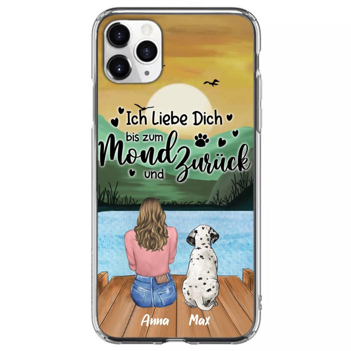 Custom Personalized Dog Mom Phone Case - Gifts For Dog Lover/ Mother's Day With Upto 5 Dogs - Ich Liebe Dich Bis Zum Mond Und Zurück - Case For iPhone And Samsung