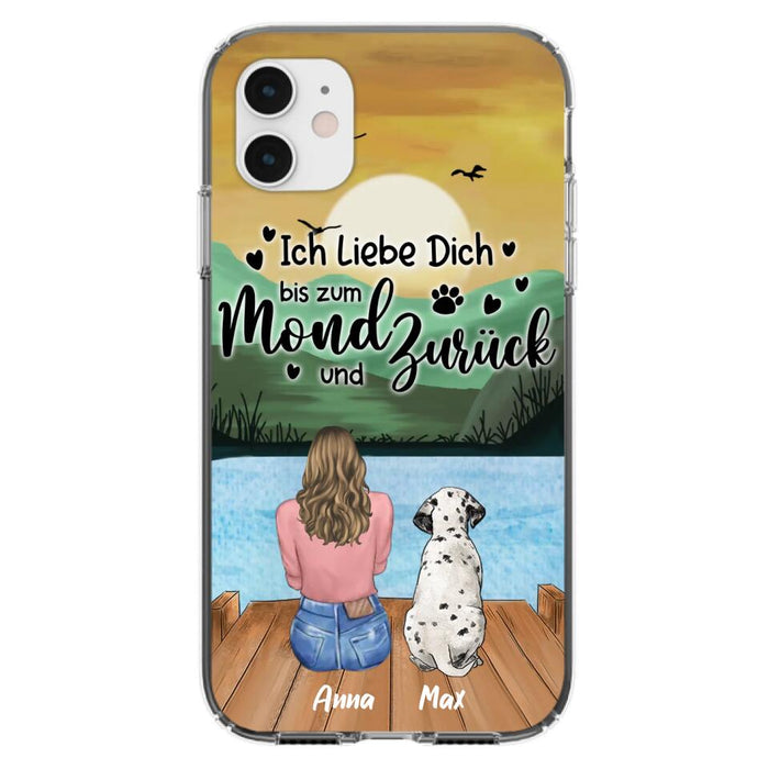 Custom Personalized Dog Mom Phone Case - Gifts For Dog Lover/ Mother's Day With Upto 5 Dogs - Ich Liebe Dich Bis Zum Mond Und Zurück - Case For iPhone And Samsung