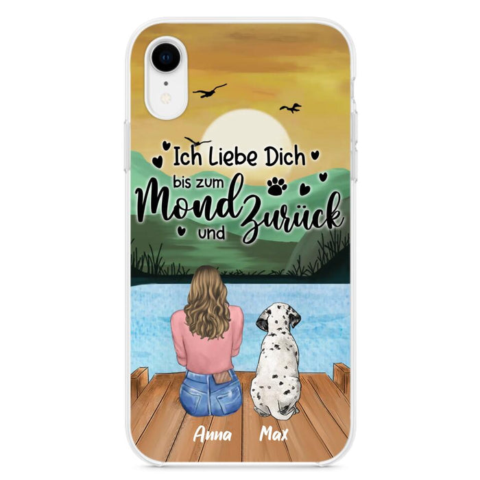 Custom Personalized Dog Mom Phone Case - Gifts For Dog Lover/ Mother's Day With Upto 5 Dogs - Ich Liebe Dich Bis Zum Mond Und Zurück - Case For iPhone And Samsung