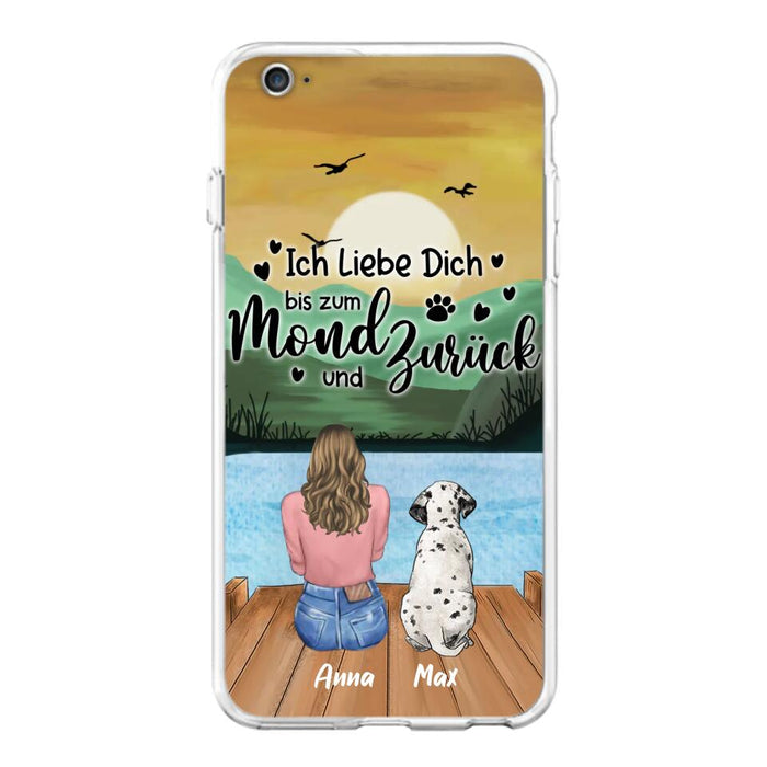 Custom Personalized Dog Mom Phone Case - Gifts For Dog Lover/ Mother's Day With Upto 5 Dogs - Ich Liebe Dich Bis Zum Mond Und Zurück - Case For iPhone And Samsung