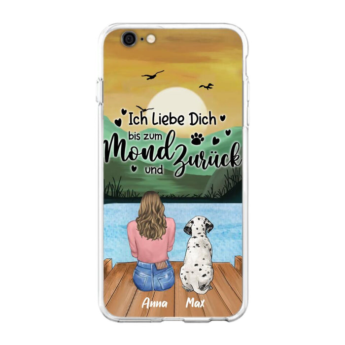 Custom Personalized Dog Mom Phone Case - Gifts For Dog Lover/ Mother's Day With Upto 5 Dogs - Ich Liebe Dich Bis Zum Mond Und Zurück - Case For iPhone And Samsung