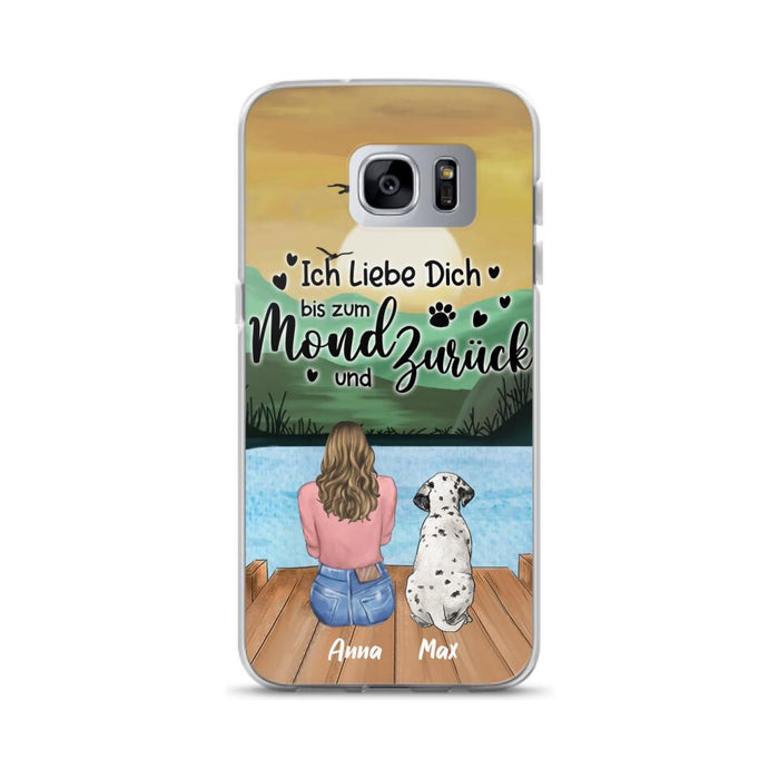 Custom Personalized Dog Mom Phone Case - Gifts For Dog Lover/ Mother's Day With Upto 5 Dogs - Ich Liebe Dich Bis Zum Mond Und Zurück - Case For iPhone And Samsung