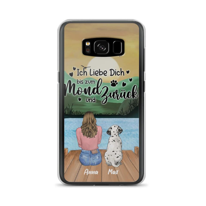 Custom Personalized Dog Mom Phone Case - Gifts For Dog Lover/ Mother's Day With Upto 5 Dogs - Ich Liebe Dich Bis Zum Mond Und Zurück - Case For iPhone And Samsung