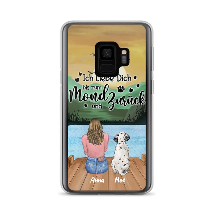 Custom Personalized Dog Mom Phone Case - Gifts For Dog Lover/ Mother's Day With Upto 5 Dogs - Ich Liebe Dich Bis Zum Mond Und Zurück - Case For iPhone And Samsung