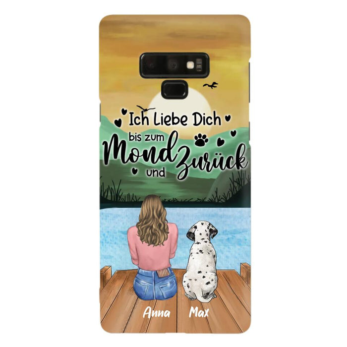 Custom Personalized Dog Mom Phone Case - Gifts For Dog Lover/ Mother's Day With Upto 5 Dogs - Ich Liebe Dich Bis Zum Mond Und Zurück - Case For iPhone And Samsung