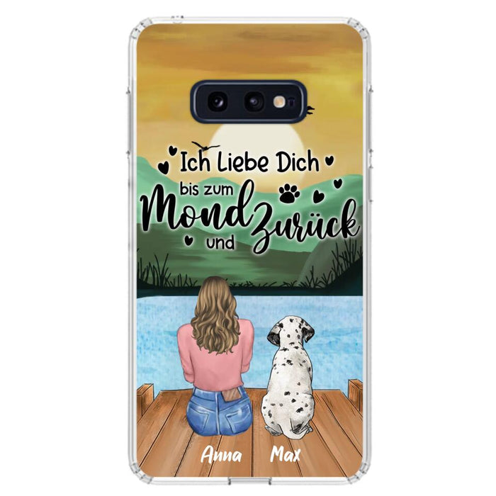 Custom Personalized Dog Mom Phone Case - Gifts For Dog Lover/ Mother's Day With Upto 5 Dogs - Ich Liebe Dich Bis Zum Mond Und Zurück - Case For iPhone And Samsung