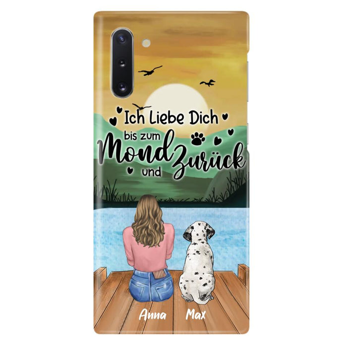 Custom Personalized Dog Mom Phone Case - Gifts For Dog Lover/ Mother's Day With Upto 5 Dogs - Ich Liebe Dich Bis Zum Mond Und Zurück - Case For iPhone And Samsung