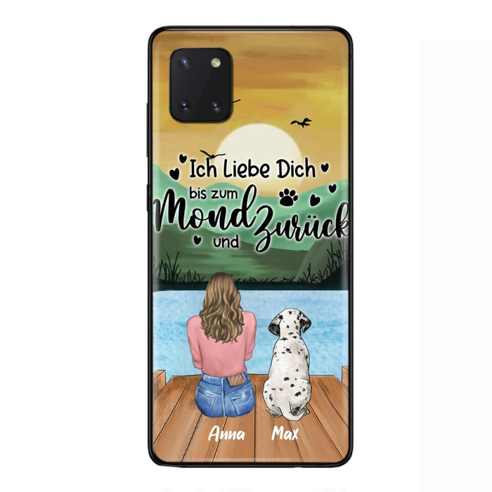 Custom Personalized Dog Mom Phone Case - Gifts For Dog Lover/ Mother's Day With Upto 5 Dogs - Ich Liebe Dich Bis Zum Mond Und Zurück - Case For iPhone And Samsung