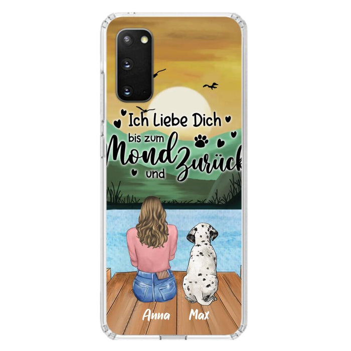 Custom Personalized Dog Mom Phone Case - Gifts For Dog Lover/ Mother's Day With Upto 5 Dogs - Ich Liebe Dich Bis Zum Mond Und Zurück - Case For iPhone And Samsung