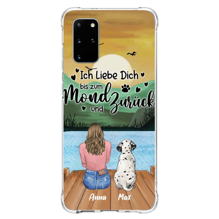 Custom Personalized Dog Mom Phone Case - Gifts For Dog Lover/ Mother's Day With Upto 5 Dogs - Ich Liebe Dich Bis Zum Mond Und Zurück - Case For iPhone And Samsung