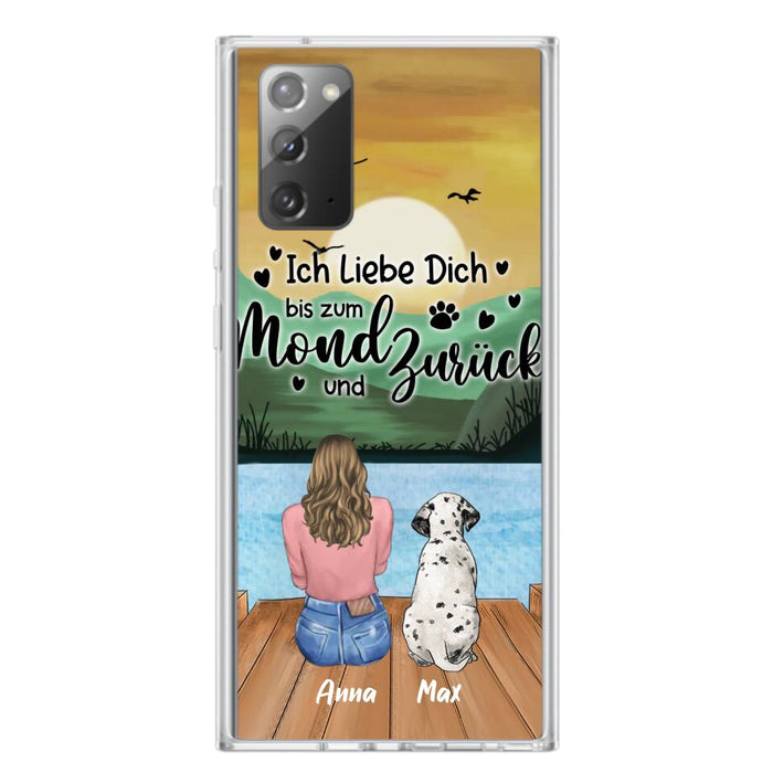 Custom Personalized Dog Mom Phone Case - Gifts For Dog Lover/ Mother's Day With Upto 5 Dogs - Ich Liebe Dich Bis Zum Mond Und Zurück - Case For iPhone And Samsung