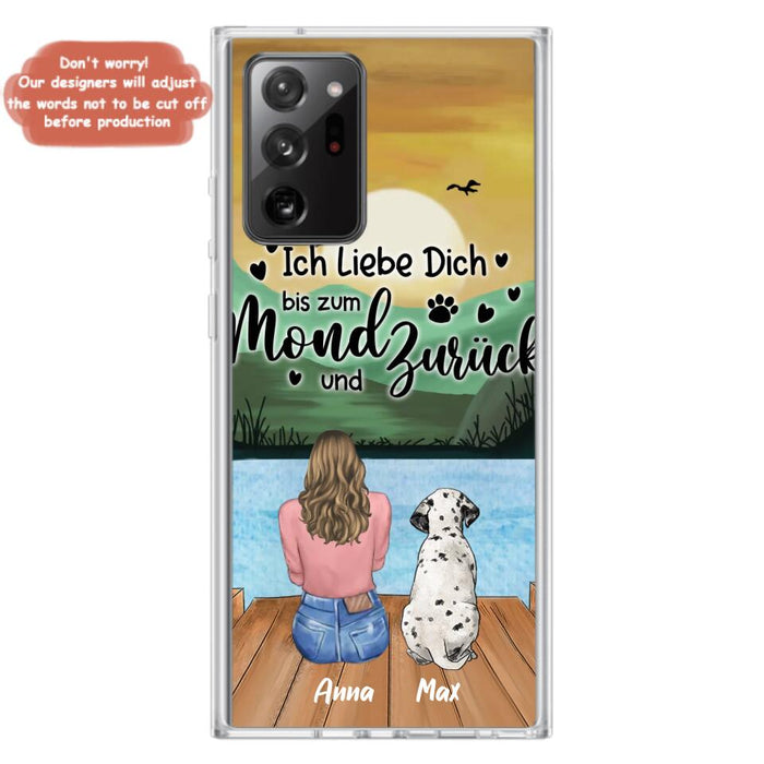 Custom Personalized Dog Mom Phone Case - Gifts For Dog Lover/ Mother's Day With Upto 5 Dogs - Ich Liebe Dich Bis Zum Mond Und Zurück - Case For iPhone And Samsung